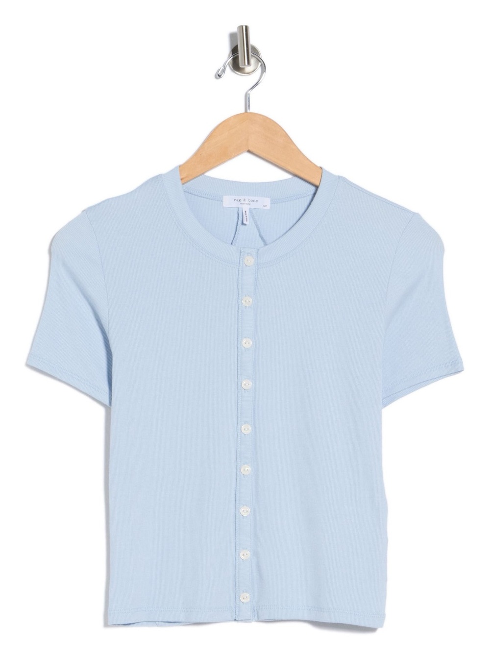 rag & bone Light Blue Short-Sleeve Button-Front Top
